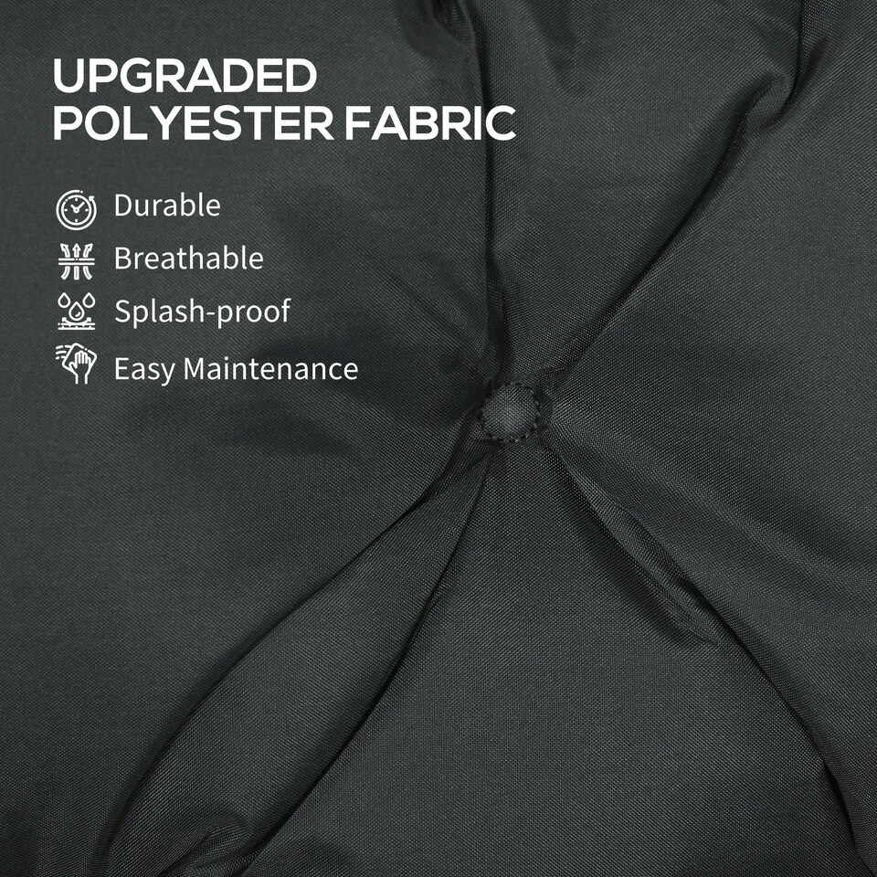 image 1 of Outsunny 3 Seater Garden Bench Cushion Outdoor Seat Pad with Ties Black | Black | 3 Seater