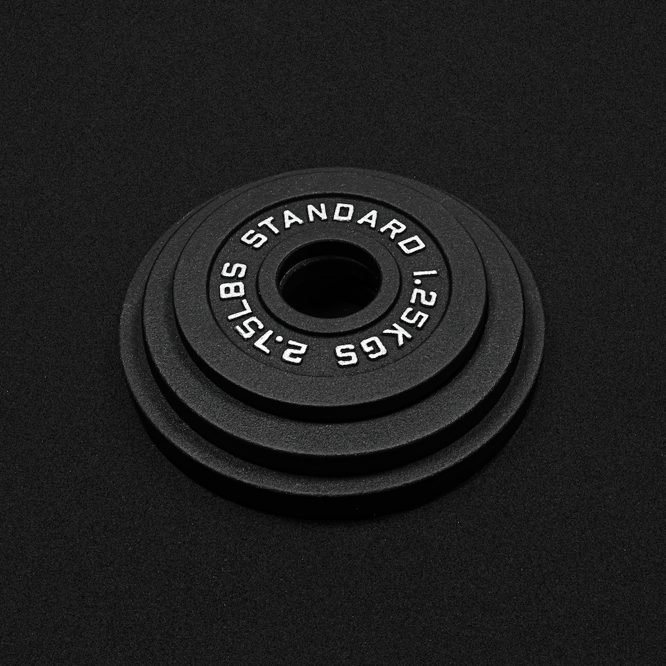 image 1 of GYM SETS UK  Cast Iron Weight Plates- (150kg Set / With 5ft Barbell + Clips)