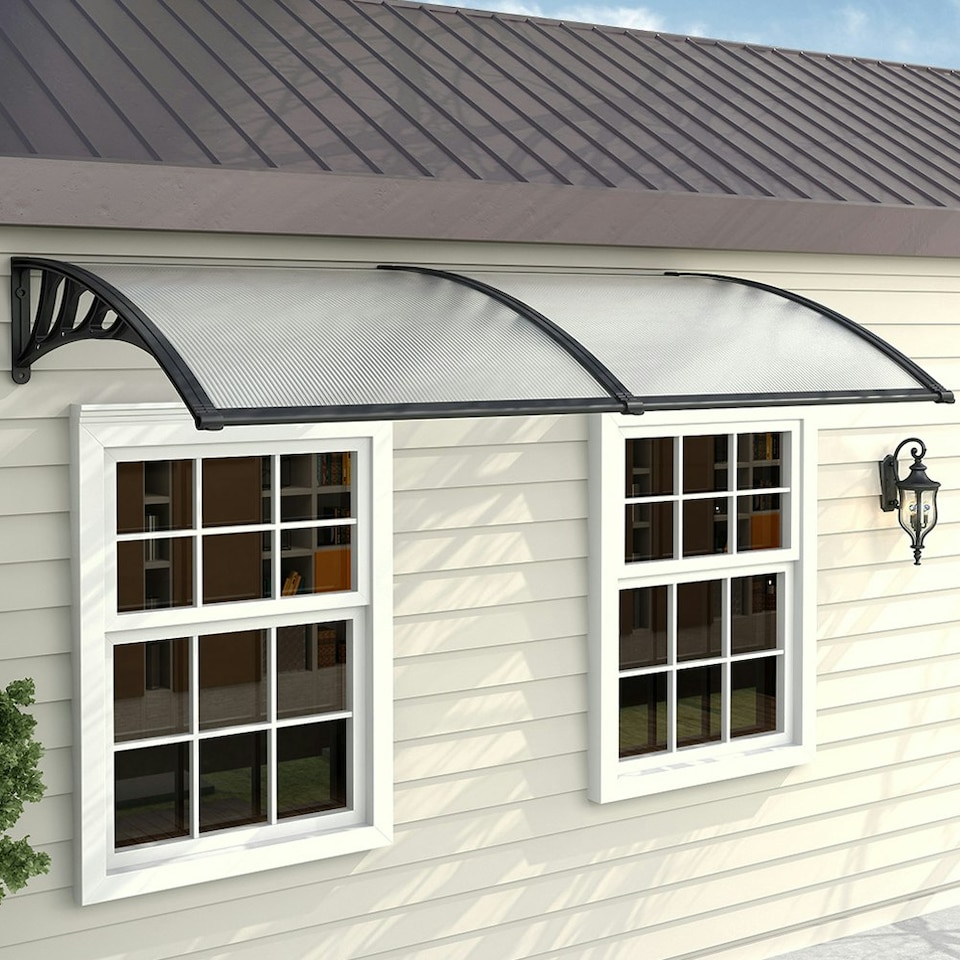 image 1 of Living and Home Window Door Awning Canopy with Brackets - 190cm Clear