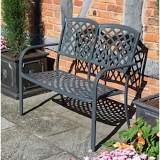 2 Seater Vienna Aluminium Garden Bench - Gunmetal Grey (3.5ft x 2ft)