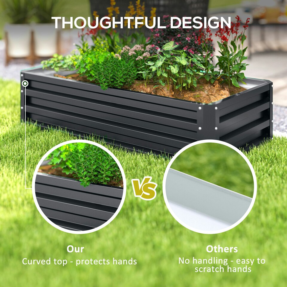 image 1 of Outsunny Raised Garden Bed Elevated Planter Box for Flowers Grey