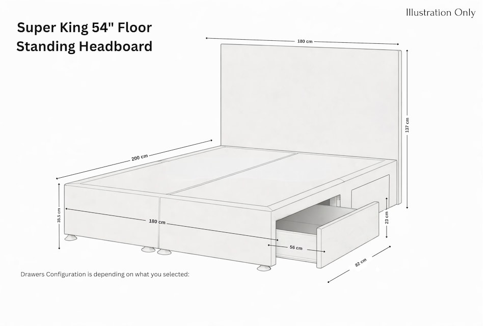 image 1 of Sloomy Alabama Pewter Dumfries Divan Bed Base 4 Drawers With 54 Inch Floor Standing Headboard | Grey | Pewter | Super King | 1