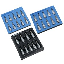 Hex Allen and Torx and Tamper Star Key Bit Set 3/8" dr Socket H2 - H10 T10 - T55