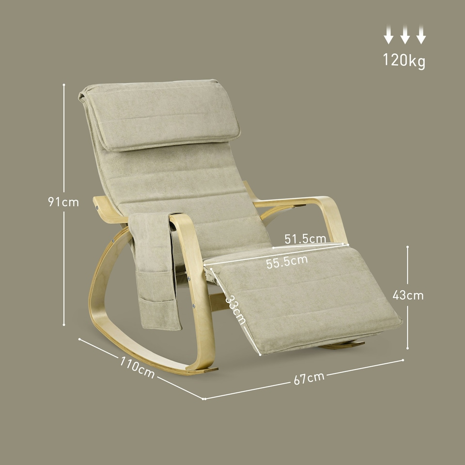 image 1 of HOMCOM Rocking Chair Recliner Armchair with Adjustable Footrest