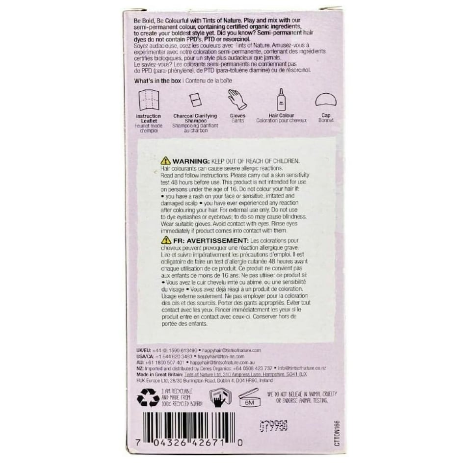 image 1 of Tints of Nature Bold Colour Purple Semi-Permanent Hair Dye, Single