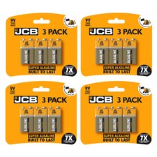 4x JCB 9V Alkaline Batteries - Pack of 3 | Multi | 9V | 3