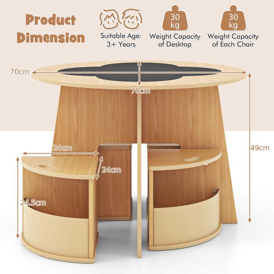 image 1 of COSTWAY 5 PCS Kids Table and Chair Set Yellow