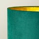 image 2 of ValueLights Christina Green Velvet with Gold Inner Drum Shade Gold Palm Leaf Floor Lamp Gold