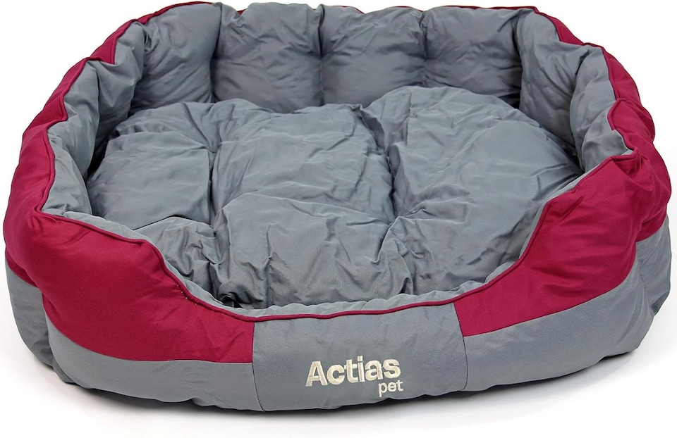 image 1 of Actiaspet Waterproof Pet Bed Reversible Cushion Multiple Sizes (Grey/Burgundy, Extra Large)