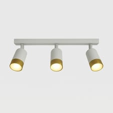 CGC PUZON White & Gold GU10 Adjustable Triple Three Head GU10 Ceiling Spotlight Bar Light White