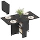 image 2 of HOMCOM Folding Dining Table, Drop Leaf Table with 2-Tier Shelves, Rolling Casters, for Small Spaces, Kitchen, Black
