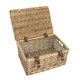 image 2 of JVL Handmade Buff Wicker Hampers with Faux Leather Straps, Small