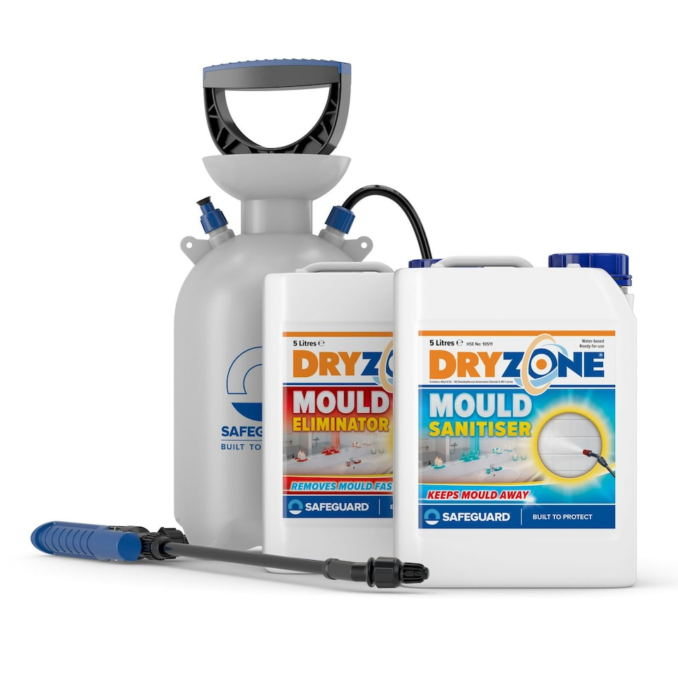 image 1 of Dryzone Mould and Mildew Remover and Prevention Kit - Fast-Acting - 2x5L & Sprayer