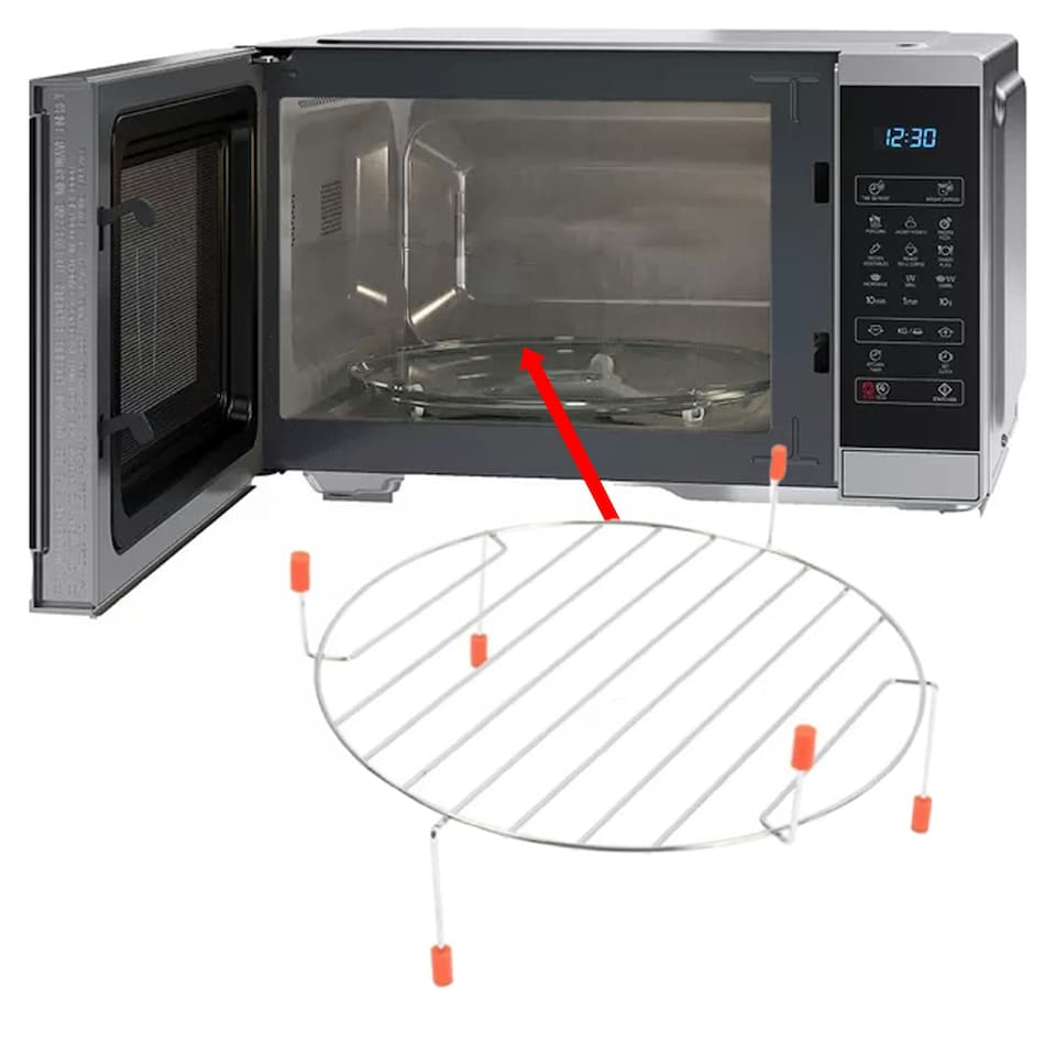 image 1 of SPARES2GO Universal Microwave Grill Shelf Turntable Stand Oven Wire Rack 270mm