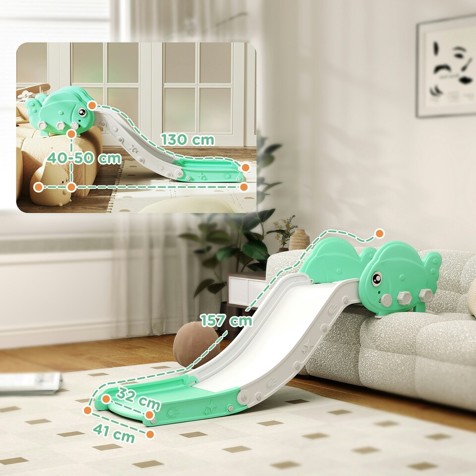 image 1 of AIYAPLAY Kids Sofa Slide, Toddler Slide with 130cm Extended Length, Green