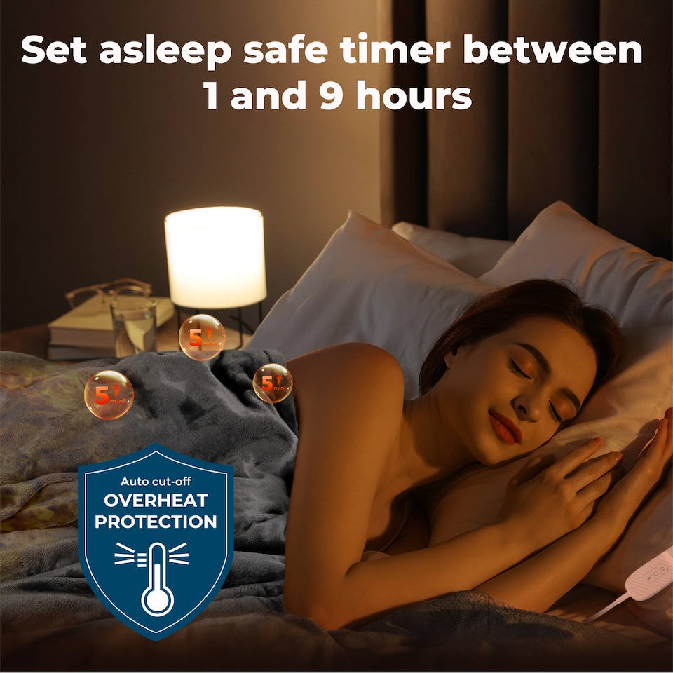 image 1 of Lavio Electric Blanket Throw Soft Reversible Washable Fast Heating