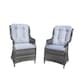 image 2 of Rattan Garden Dining Chairs Set of 2 - Grey Outdoor Patio Chairs with Cushions, Weatherproof Wicker Furniture