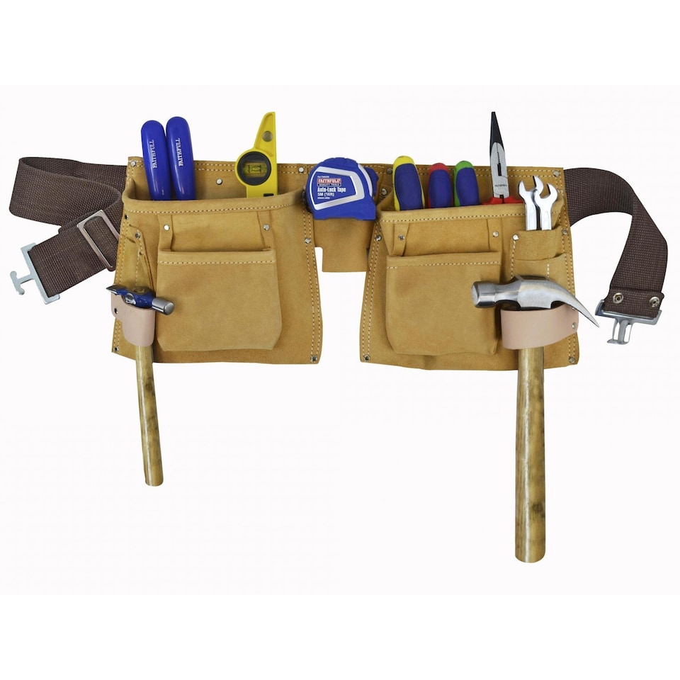 image 1 of Faithfull Double Tool & Nail Pouch | Multi | Multi Colour | 215 x 500mm (8.1/2 x 20in) | 1