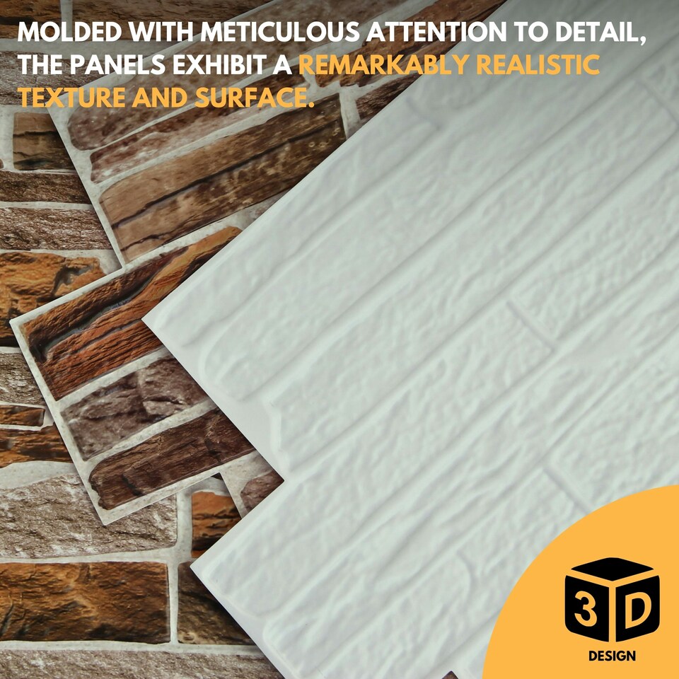 image 1 of NOVECRAFTO 3D Sandstone Wall Panels – 6 PVC Sheets, Covers 2.76 sqm (29.76 sq ft), 96x48cm Each – Mixed Natural Sandstone Effect Decorative Cladding