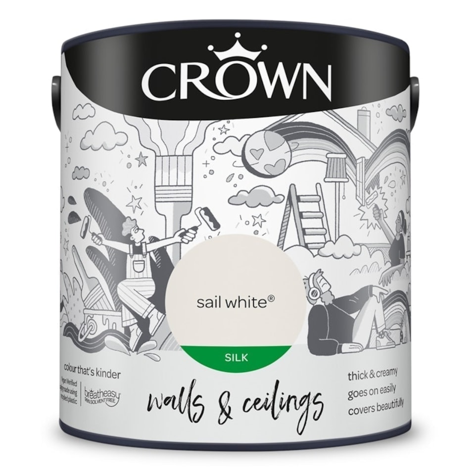 image 1 of Crown Walls & Ceilings Silk 2.5L Sail White