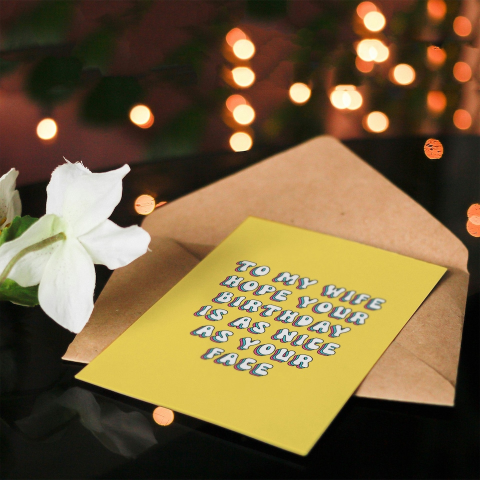 image 1 of Day Nice As Your Face Bright Retro Yellow Her Birthday Card