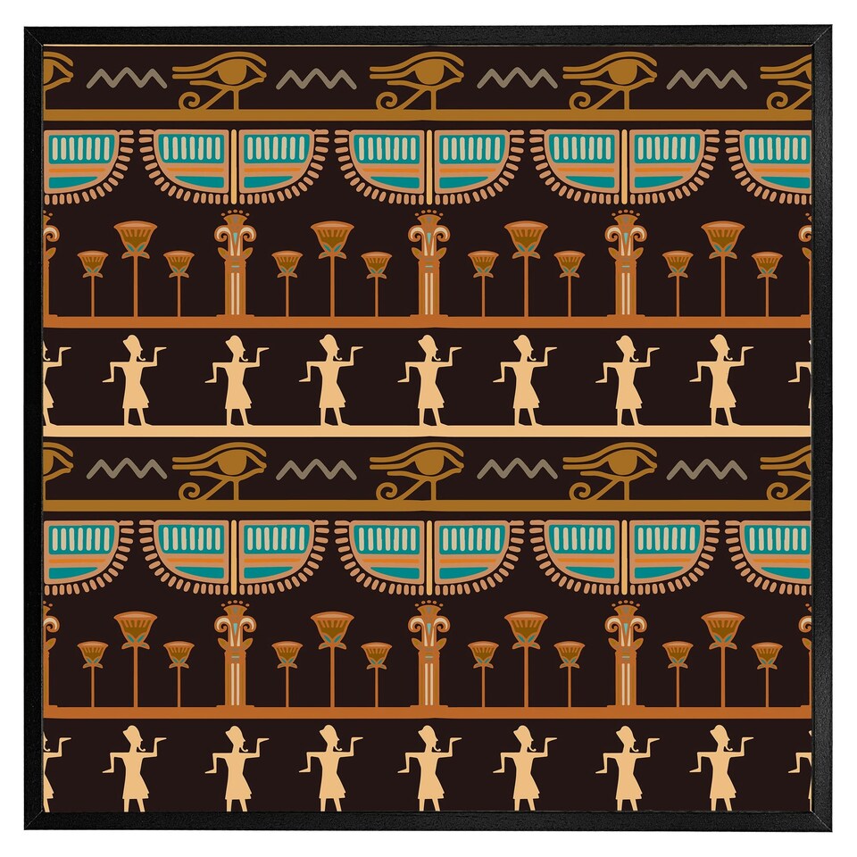 image 1 of Orange & black hieroglyphs (Picture Frame) Black | XL