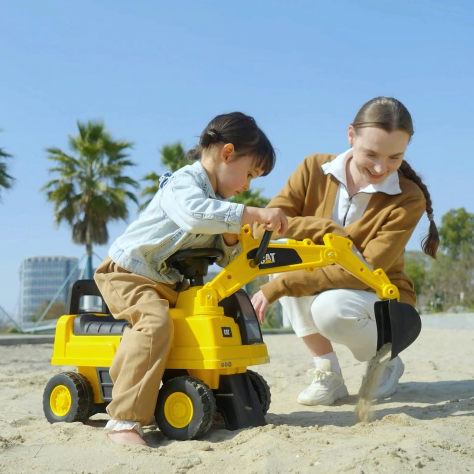 image 1 of HOMCOM CAT Licensed Kids Construction Ride-On Digger w/ Shovel, for 1-3 Years