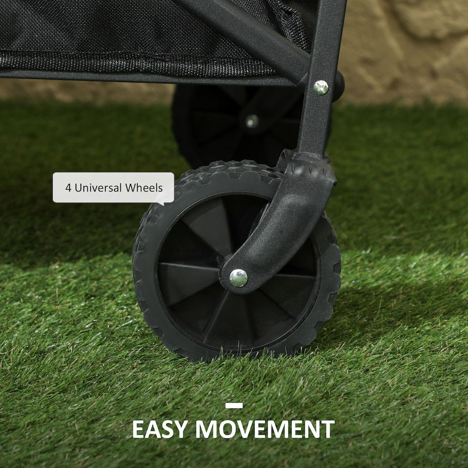 image 1 of Outsunny 62L Festival Trolley, 120kg Heavy Duty Folding Trolley Cart, Black