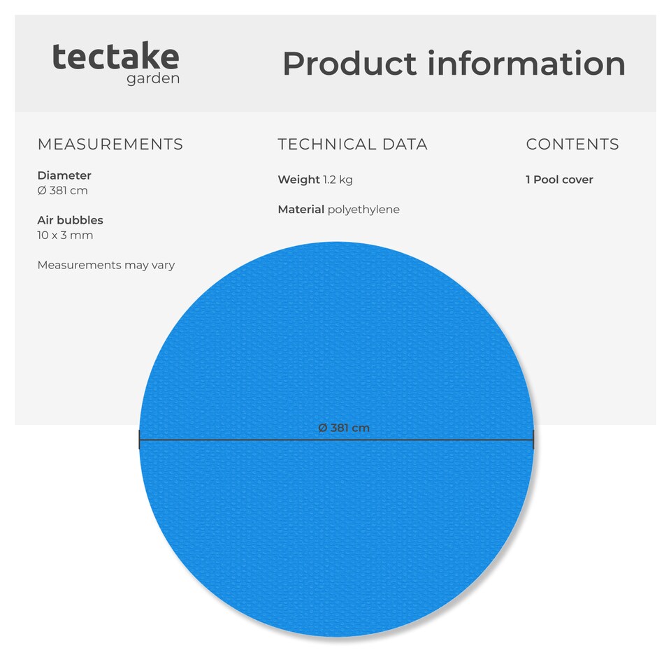 image 1 of Pool Cover - round, floating, protects and warms the water | Blue | blue | Ø 381 cm | 1