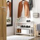 image 2 of HOMCOM 3-Tier Shoe Rack Wood Frame Slatted Shelves White