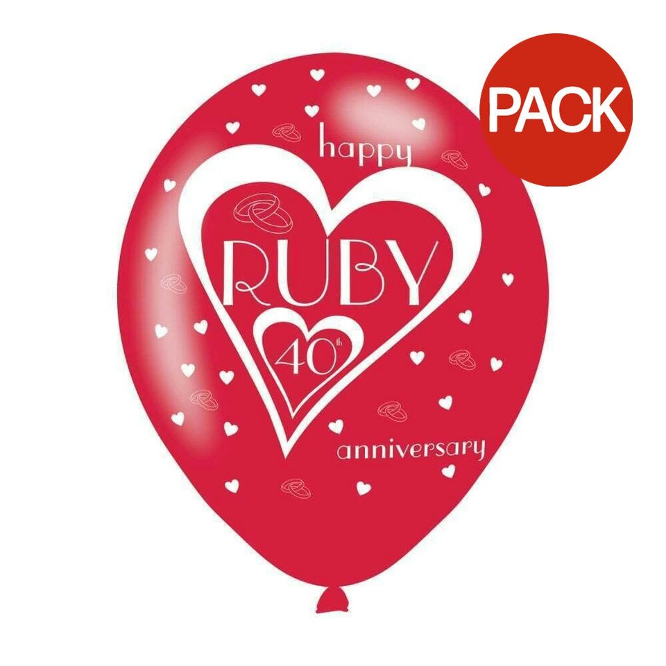 Amscan Ruby Balloon (Pack of 6) - Red/White - One Size