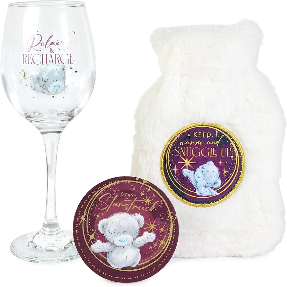 image 1 of Me to You Tatty Teddy Hot Water Bottle, Wine Glass and Coaster Gift Set in A Gift Box Official Collection