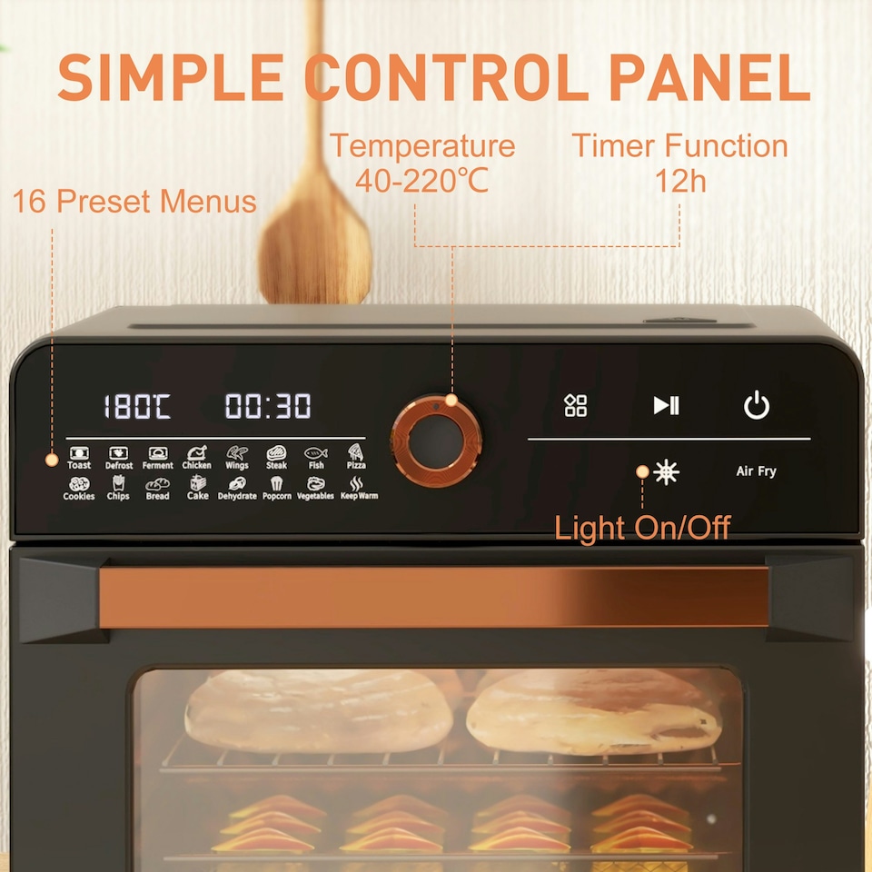 image 1 of HOMCOM Air Fryer Oven 20L Countertop Mini Oven with 16 Presets 1400W Black