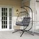 image 8 of Outsunny Rattan Double Hanging Egg Chair with Stand, Cushion, Dark Grey 
