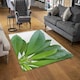image 2 of Collection Of Green Leaves On White Rug Green | M