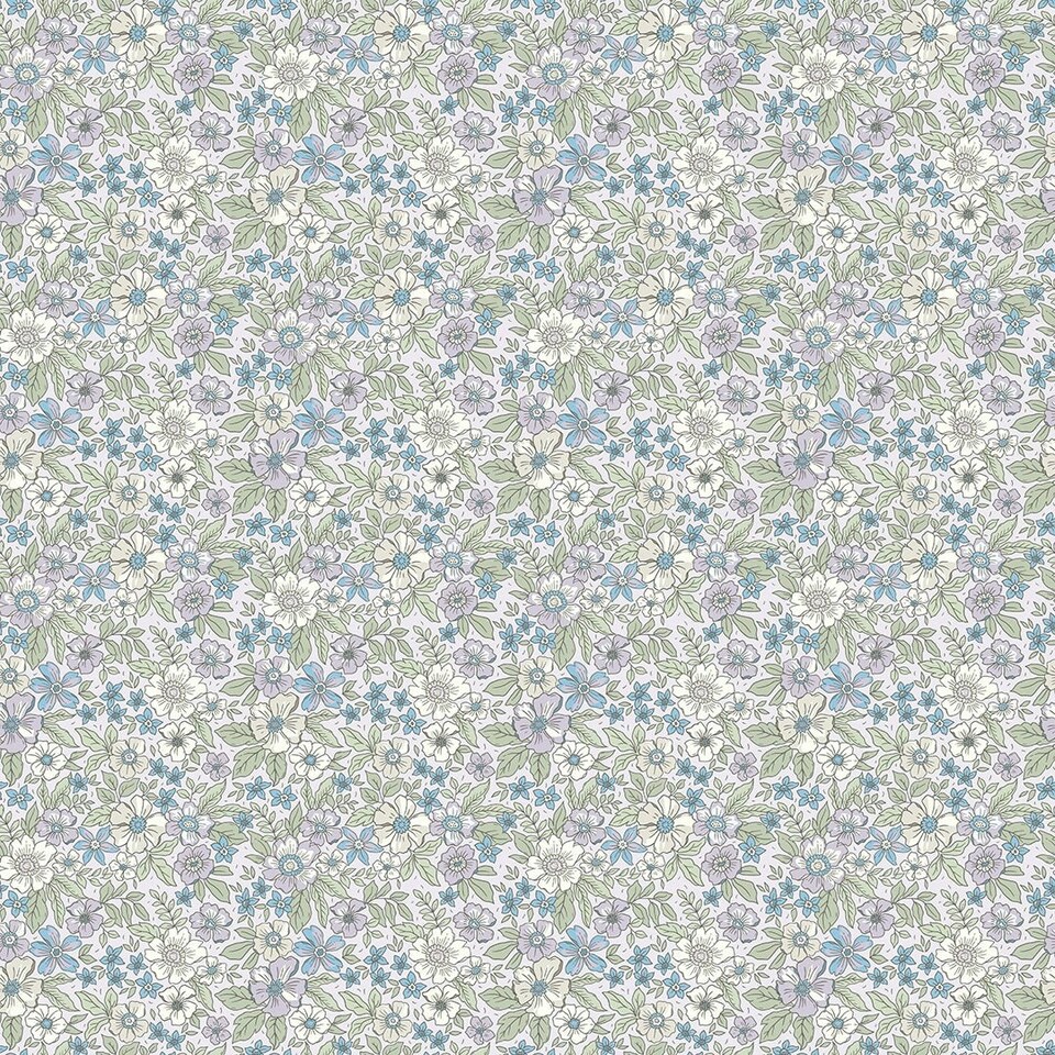 image 1 of Ditsy Gardenia Wallpaper in Soft Lilacs and Sage Multi