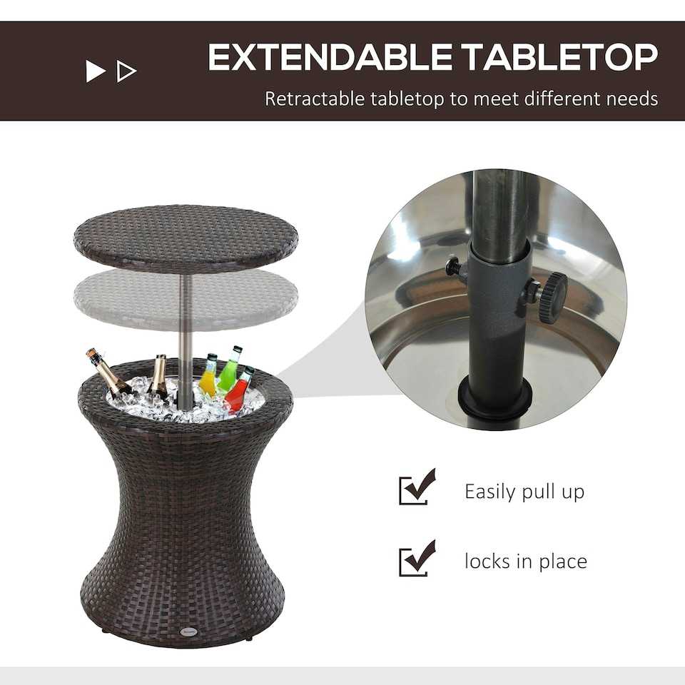image 1 of Outsunny Rattan Ice Bucket Activity Bar Cooler Table Beer Patio
