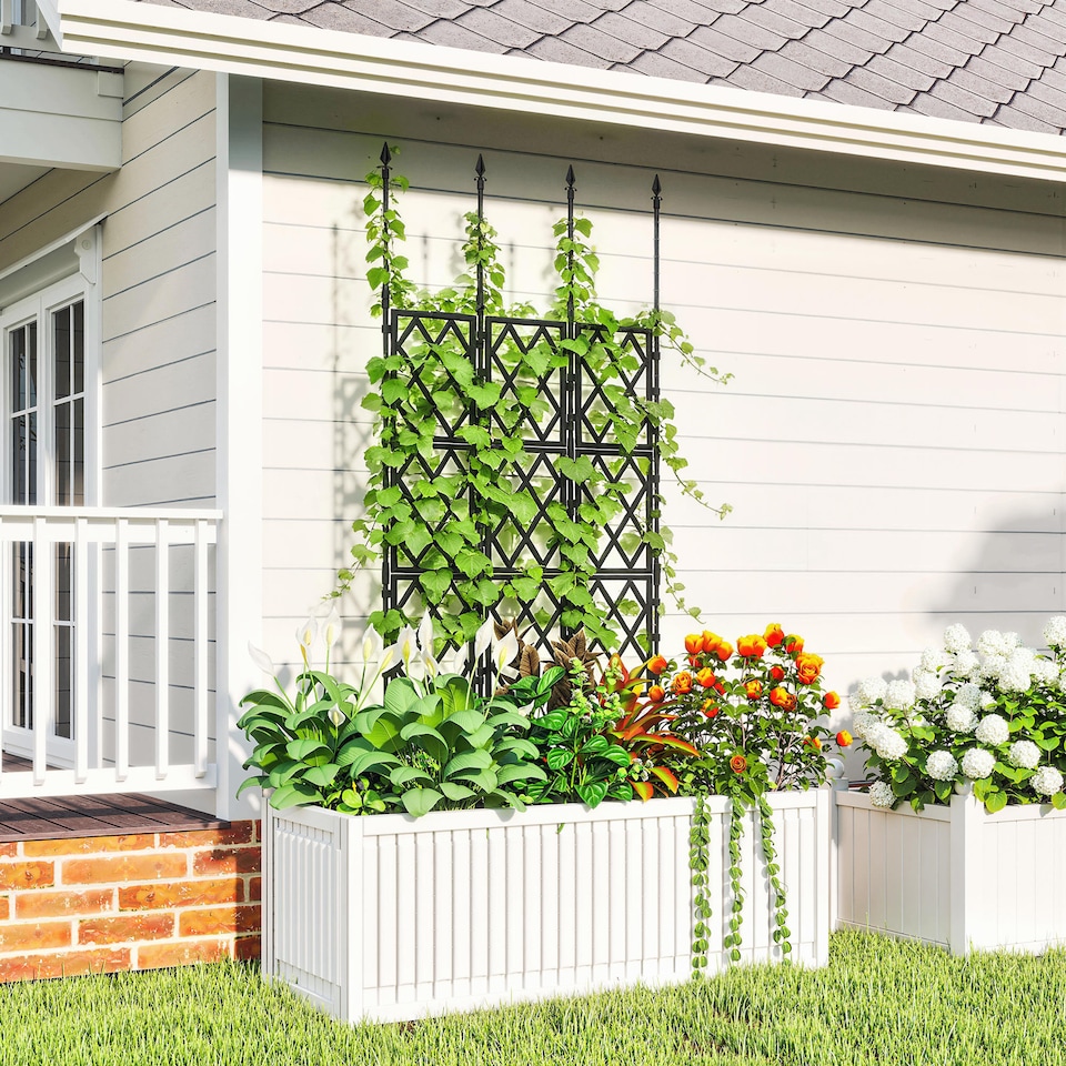 image 1 of Outsunny Foldable Garden Trellis, Lattice Climbing Support Trellis | Black | Black