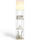 image 1 of HOMCOM Modern Floor Lamp with Shelves and Fabric Lampshade for Living Room