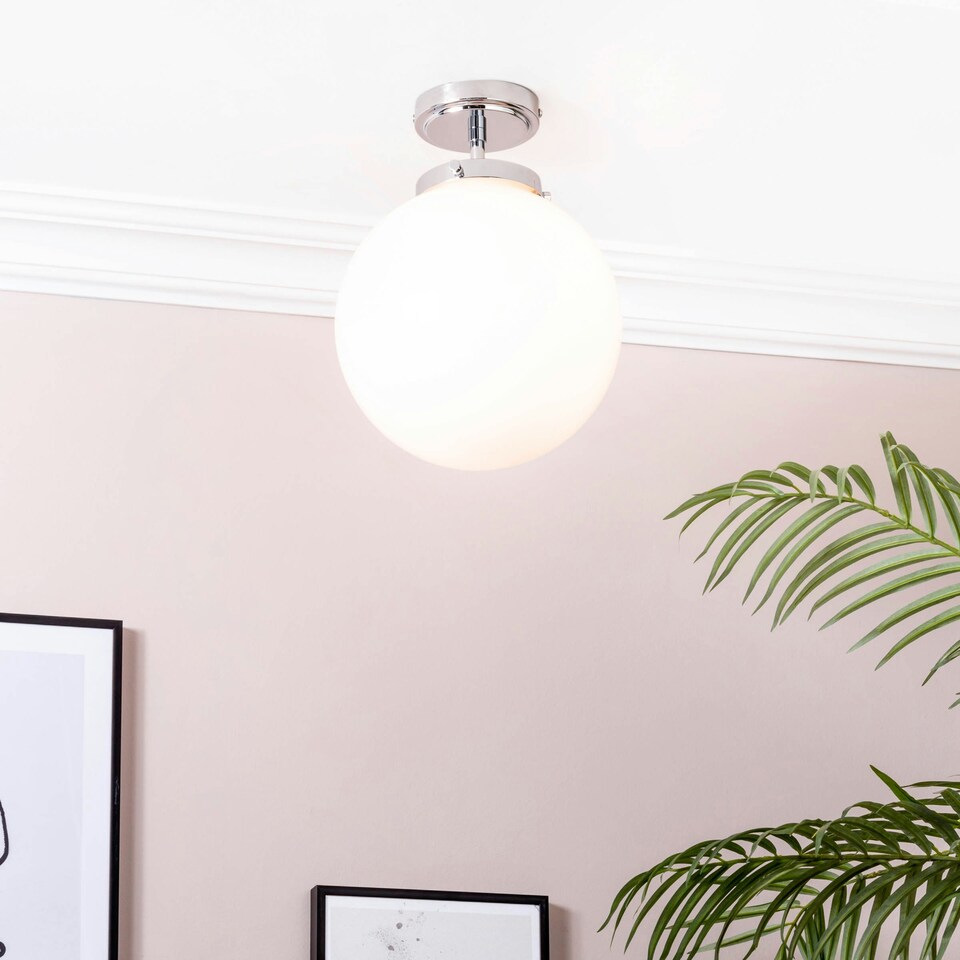 image 1 of BHS Douro 1 Light Bathroom Ceiling Light | Silver | Chrome | 1