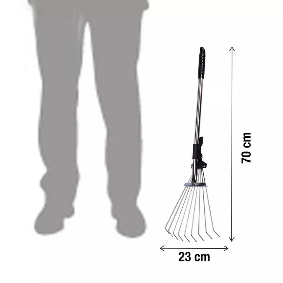 image 1 of Silver Extendable Carbon Steel Garden Rake