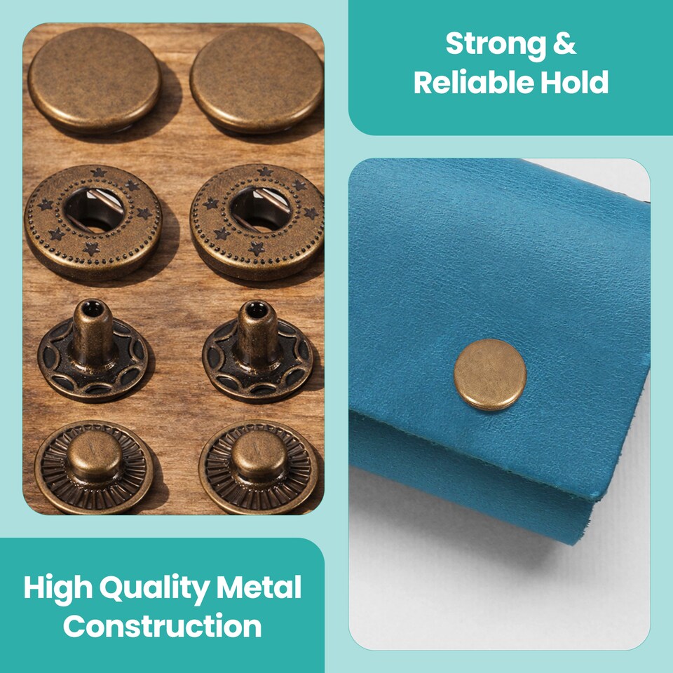 image 1 of 10mm S Spring Press Studs 4-Part, Durable & Lightweight - 10pcs