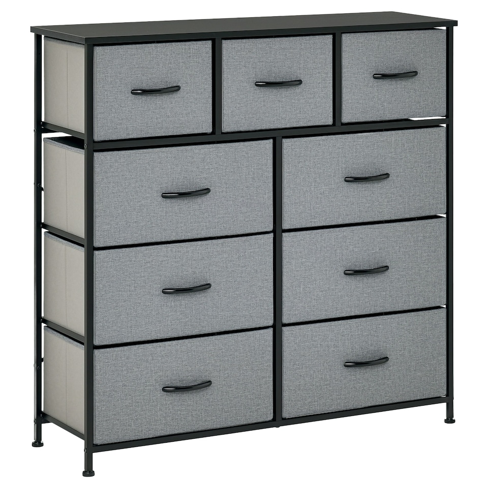 image 1 of HOMCOM 9 Drawers Storage Chest Dresser Organizer Unit w/ Foldable Bin