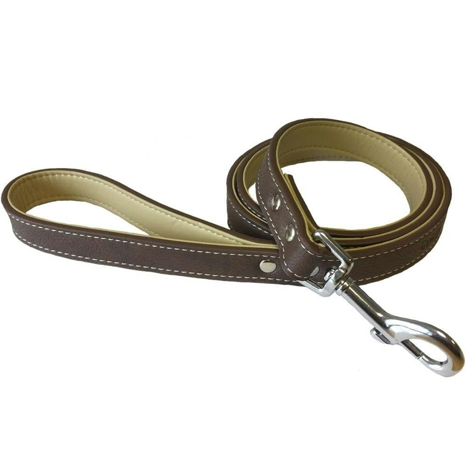 image 1 of Dog Collar & Lead - Leather Style Brown | L