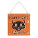 image 1 of Something Different Scaredy Cats Welcome Hanging Plaque - Orange/Black - One Size