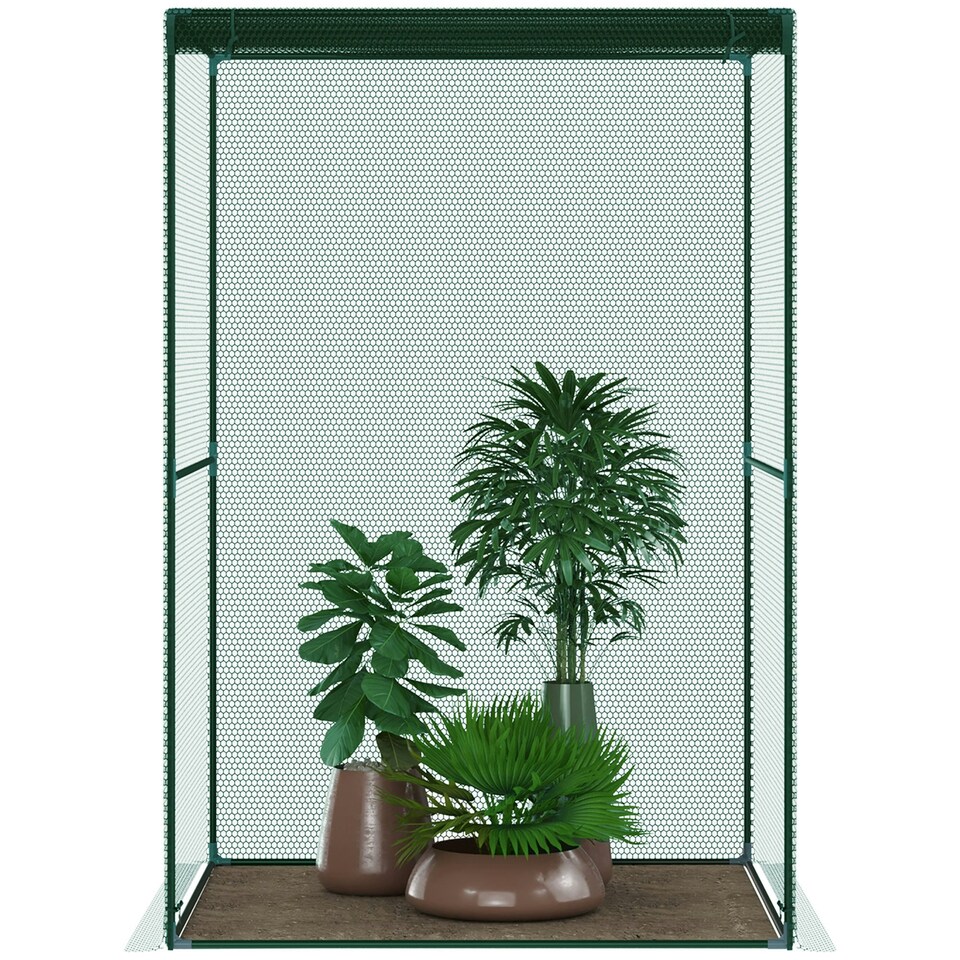 image 1 of Outsunny Fruit Cage, Plant Protection Tent, 1.2 x 1.2 x 1.8m, Dark Green