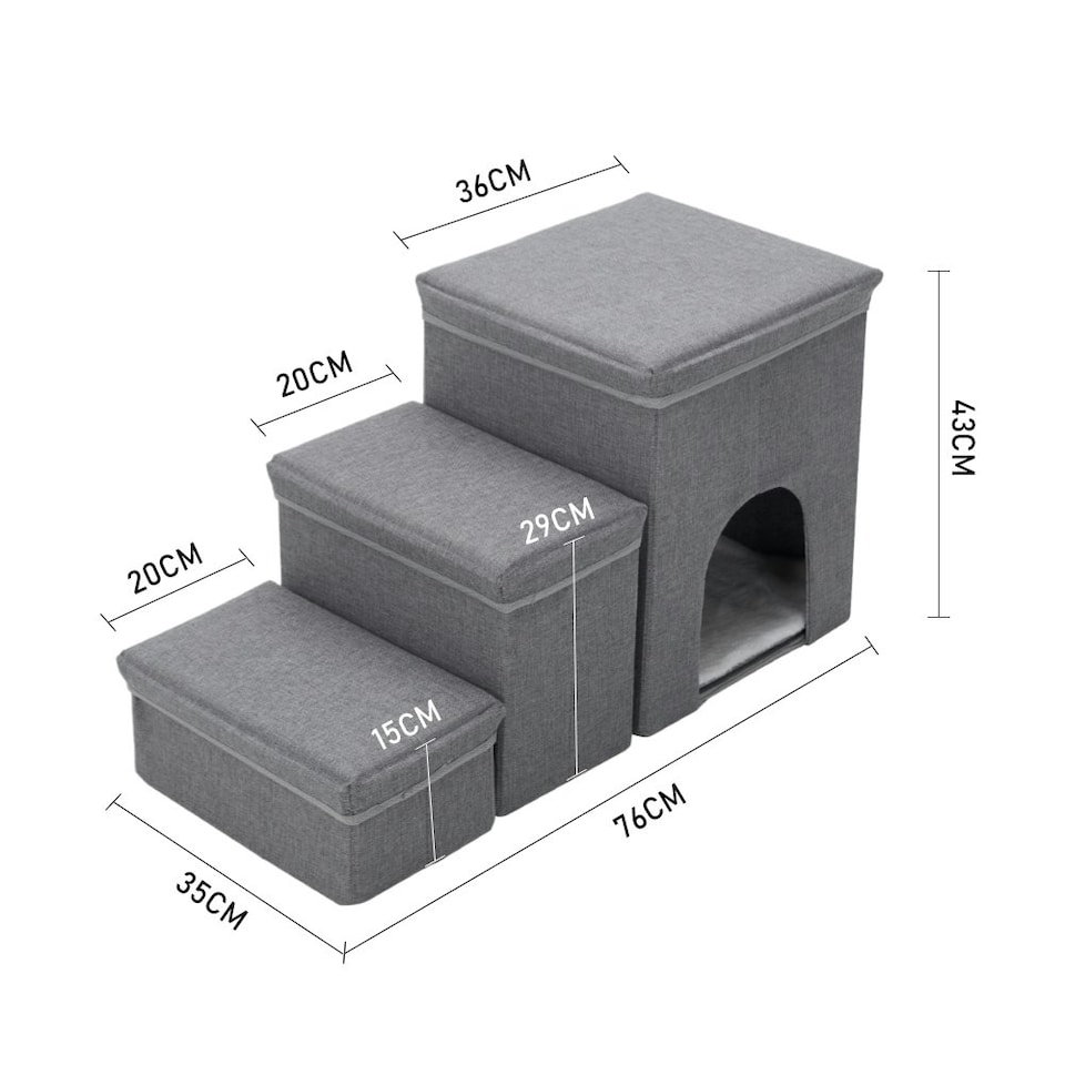 image 1 of Living and Home 3-Step Foldable Pet Ladder with Nest