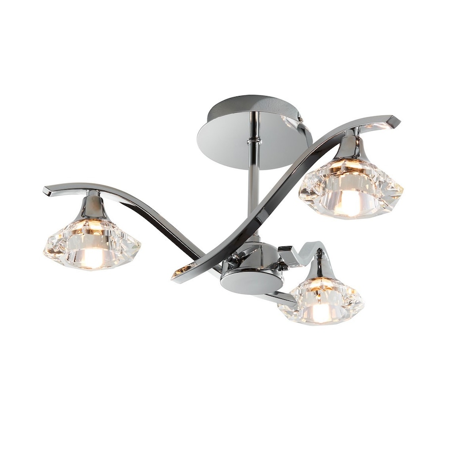 image 1 of Langella 3 Light Semi Flush Multi Arm Ceiling Light Chrome, Clear Crystal, G9