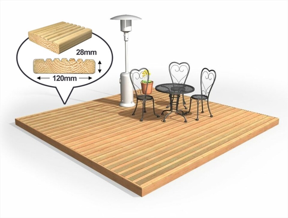 image 1 of eDecks Easy Deck Decking Kit, Treated Timber, 3 x 4.8m - No Handrails