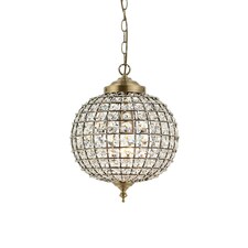 Tanaro 1 Light Ceiling Globe Pendant Antique Brass, Glass, E27